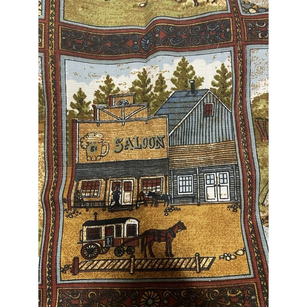 Vintage 5th Avenue Native Village Frontier Train Buffalo Saloon 2 Yards Fabric